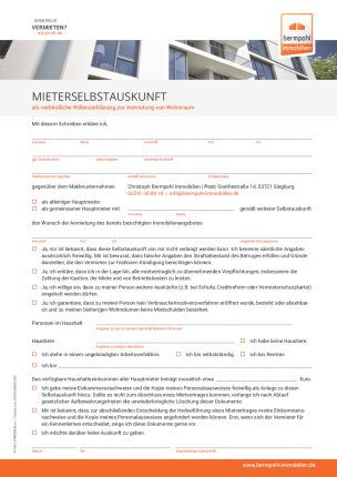 Immobilienmakler Siegburg Bermpohl Immobilie mieten Mieterselbstauskunft