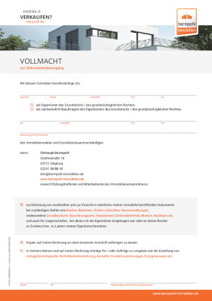 Immobilienmakler Siegburg Vollmacht Dokumente Bermpohl